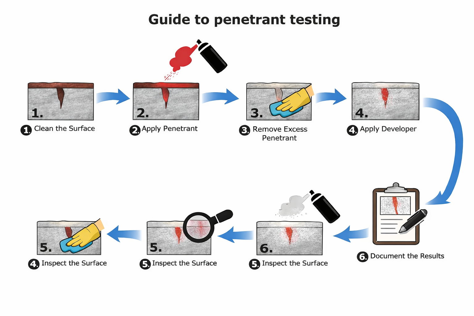 Liquid penetrant inspection workflow